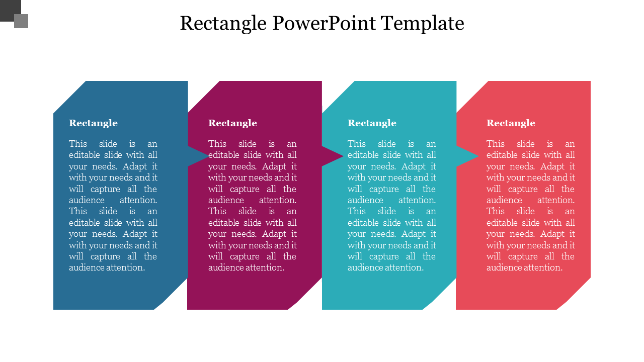 Best rectangle powerpoint template - Four Box Model
